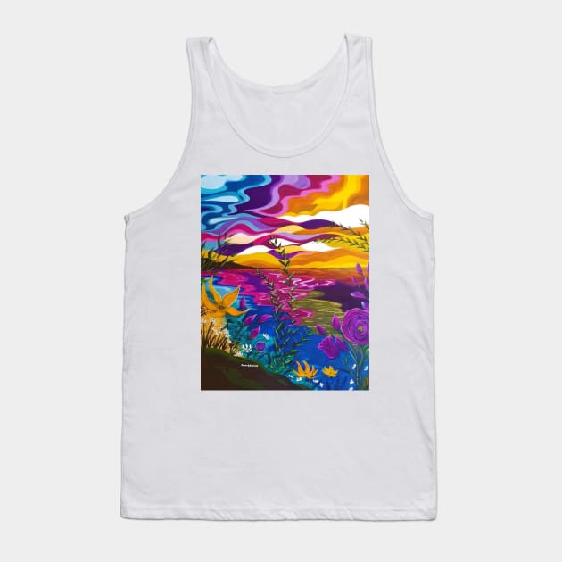 Floral Beach art, bright flowers, colorful beach, bright flowers, bright floral bedding, bright floral bath, bright floral apparel Tank Top by roxanegabriel